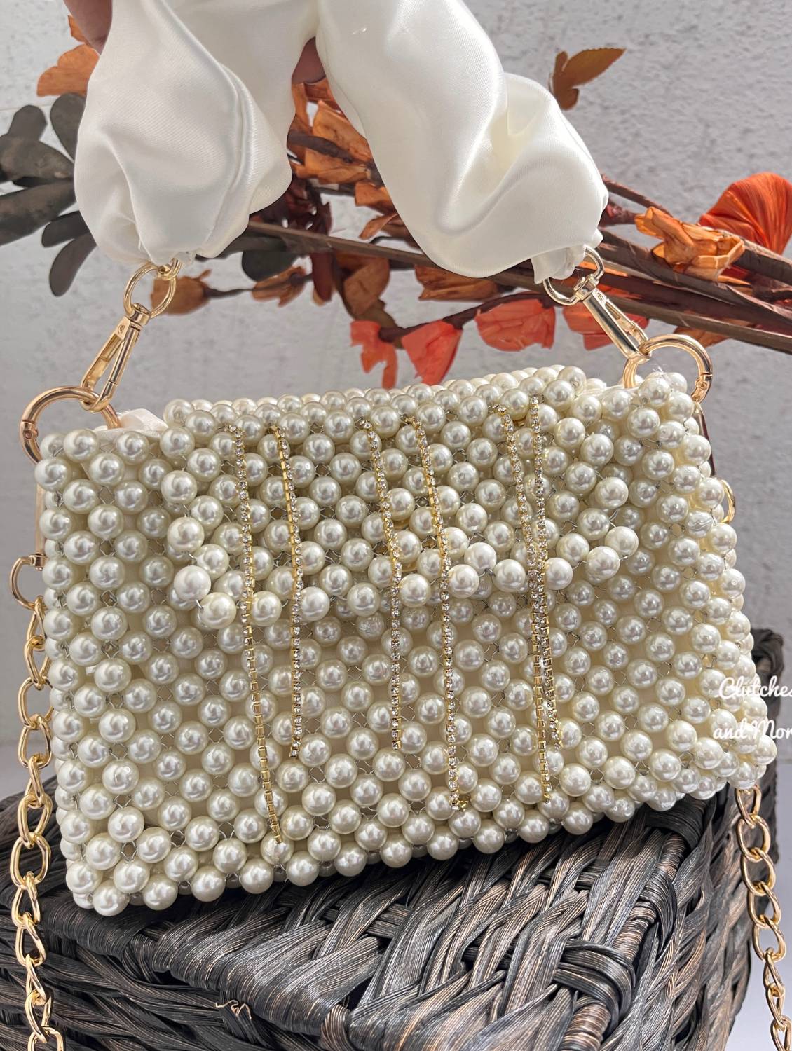 Celebrity Edit White Pearl Bag