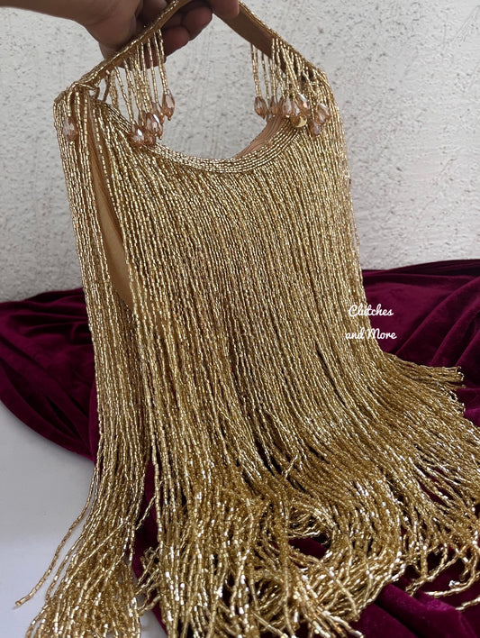 Luxe Moon Fringes Bag Gold