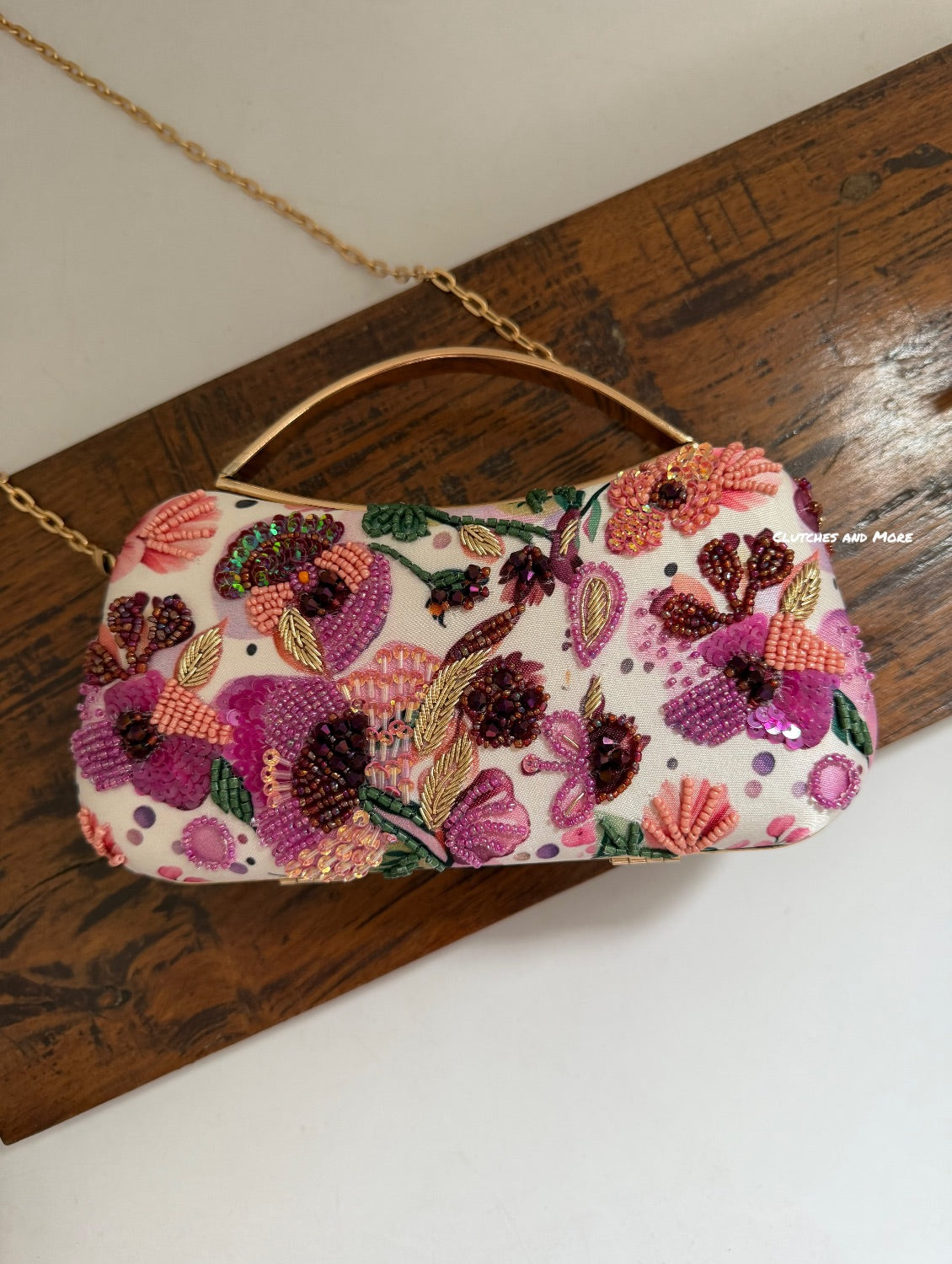 Poppy Floral Capsule Clutch Pink Multicoloured