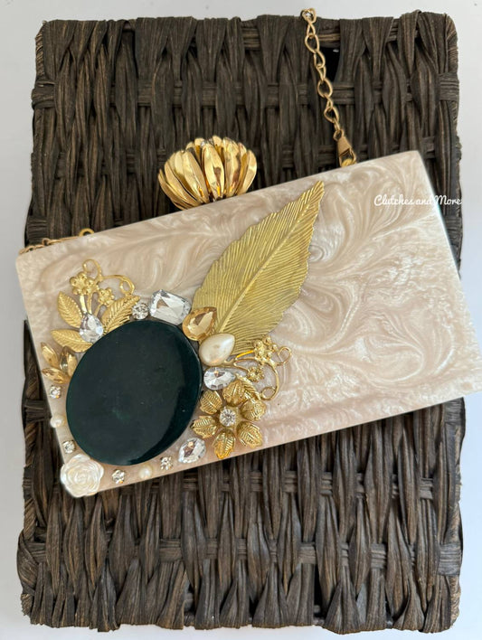 Green Agate Resin Clutch