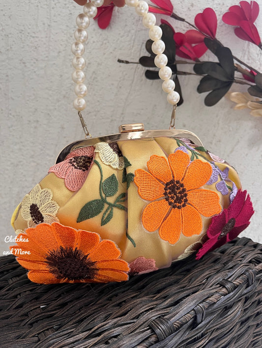 Garden of Flowers Batua Bag Yellow