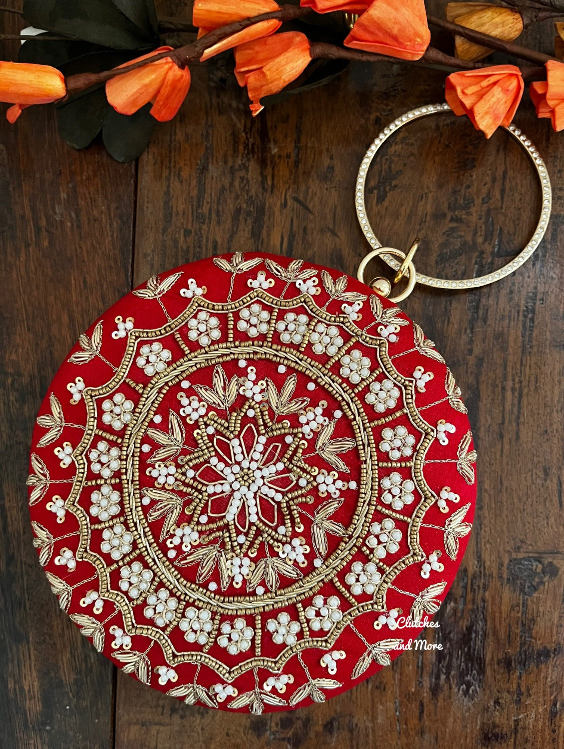 Chakra Red Round Clutch