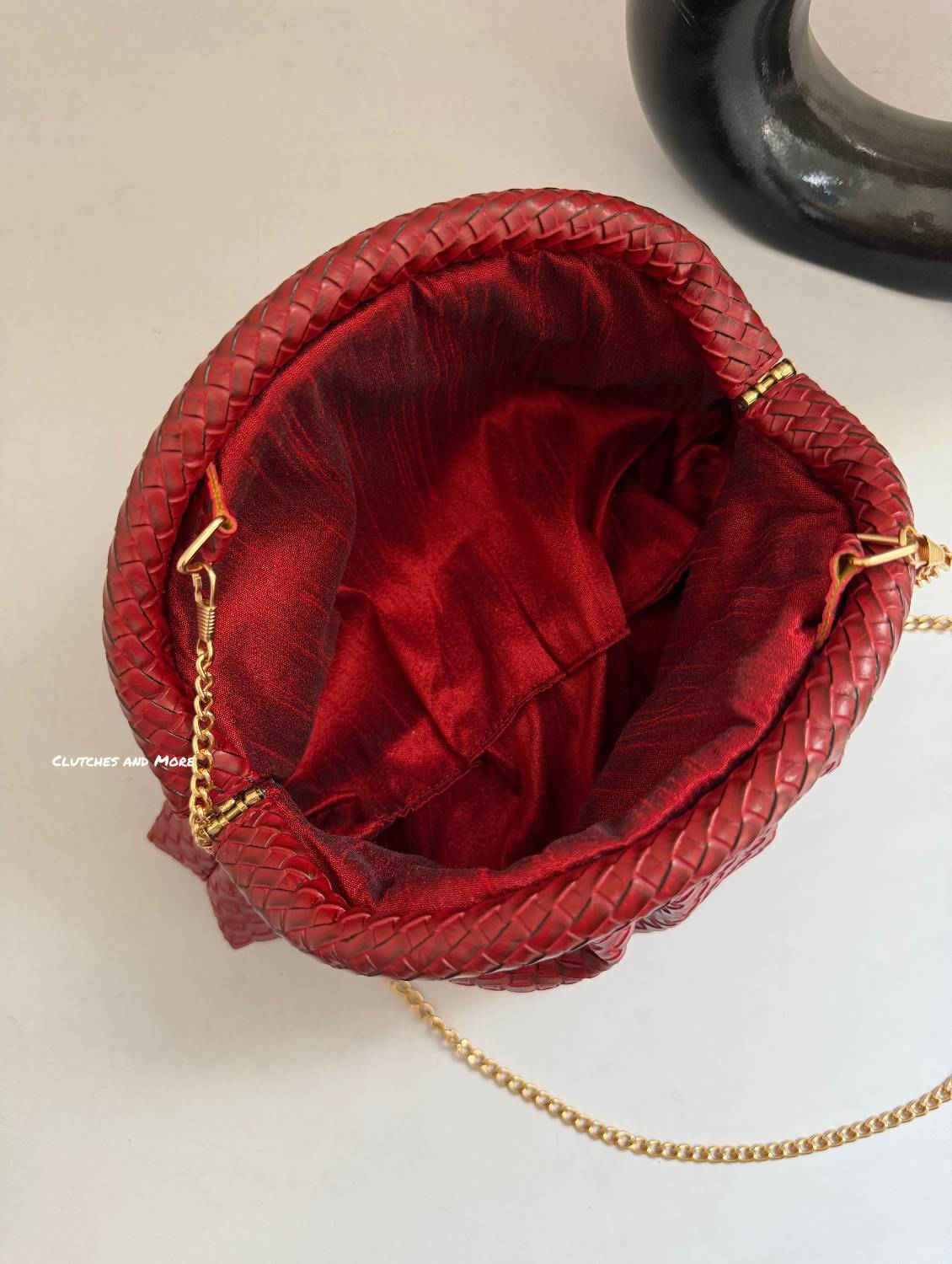 Woven Batua Bag Deep Red
