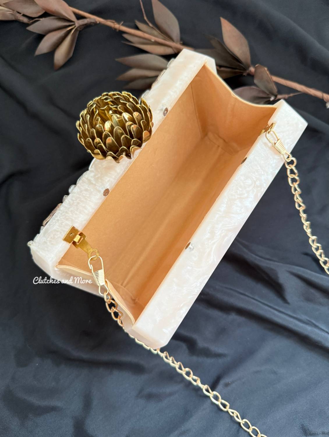 Off White Resin Octagon Clutch