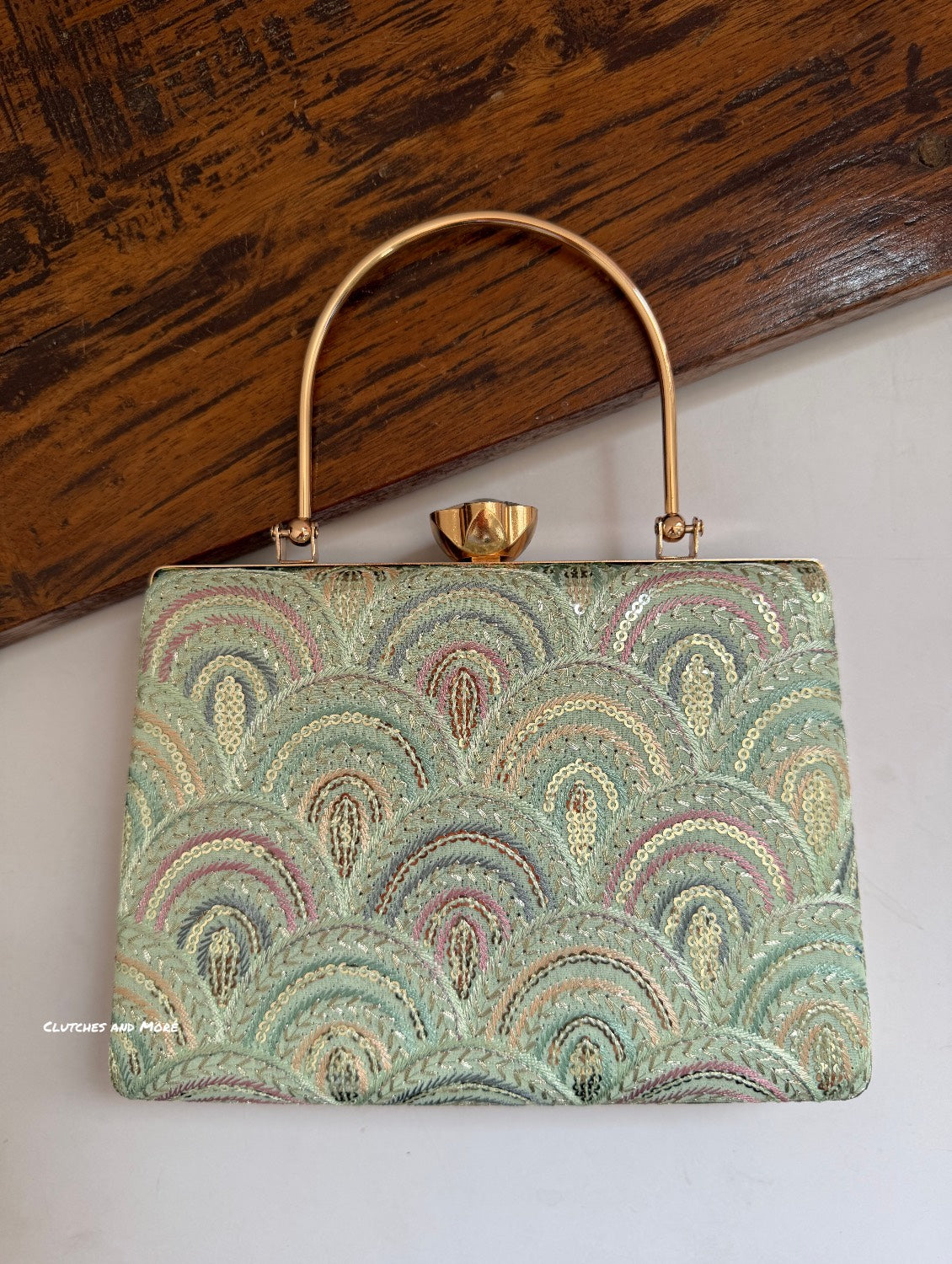 Rainbow Chikankari Bag Light Green