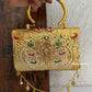 Jharoka Kundan Brass Clutch Gold with Handle