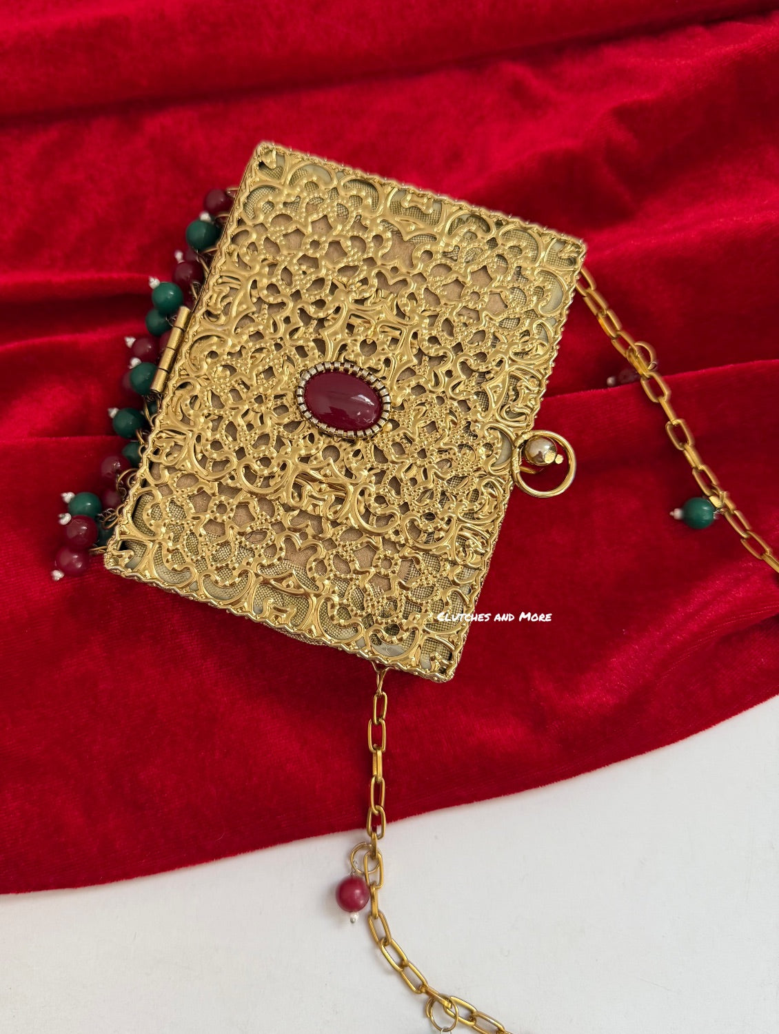 Mumtaz Mini Metal Jaal Bag Gold Multi