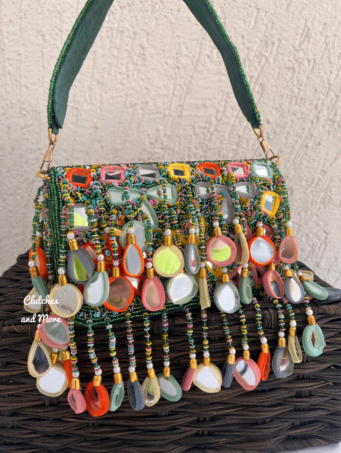 Mirror Flap Bag Multicolored ( Green Base )