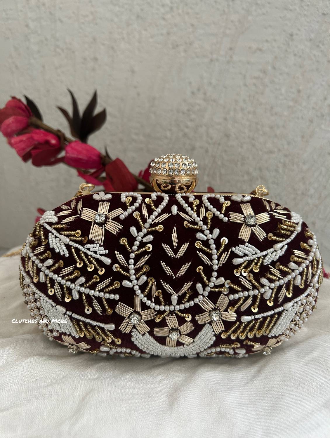 Aarohi Dark Maroon Capsule Clutch