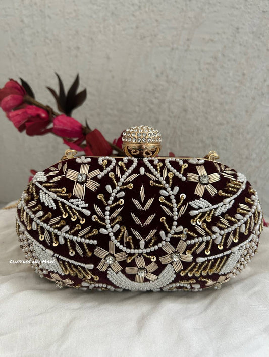 Aarohi Dark Maroon Capsule Clutch