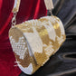 Gold White Flap Clutch