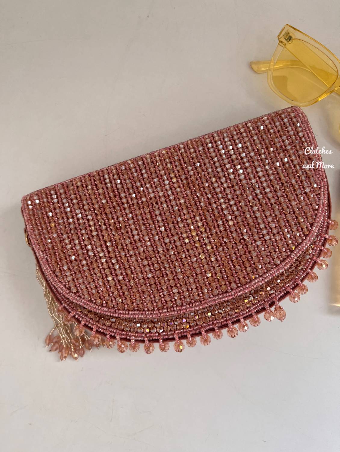 Half Moon Crystal Bag Pink