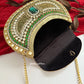 Kashish Kundan Brass Clutch Gold Green