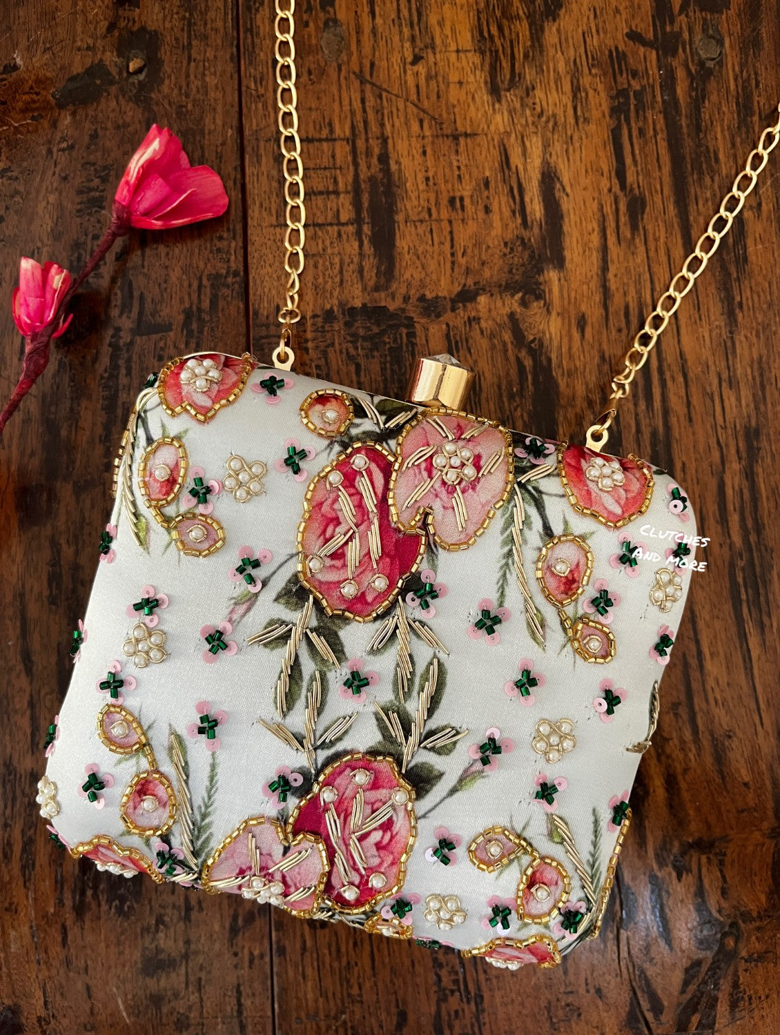 Square Floral clutch