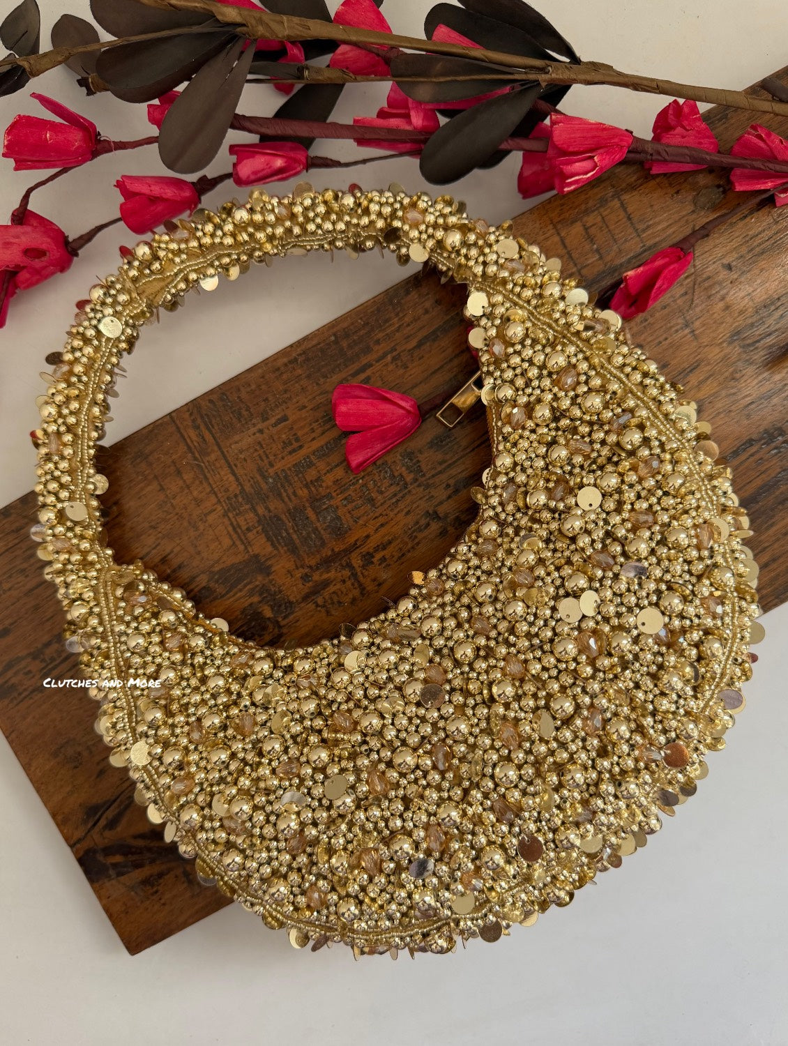 Halo Premium Pearl Baguette Bag Gold