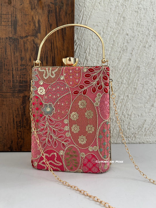 Ibadat Lakhnawi Chikankari Bag Peach