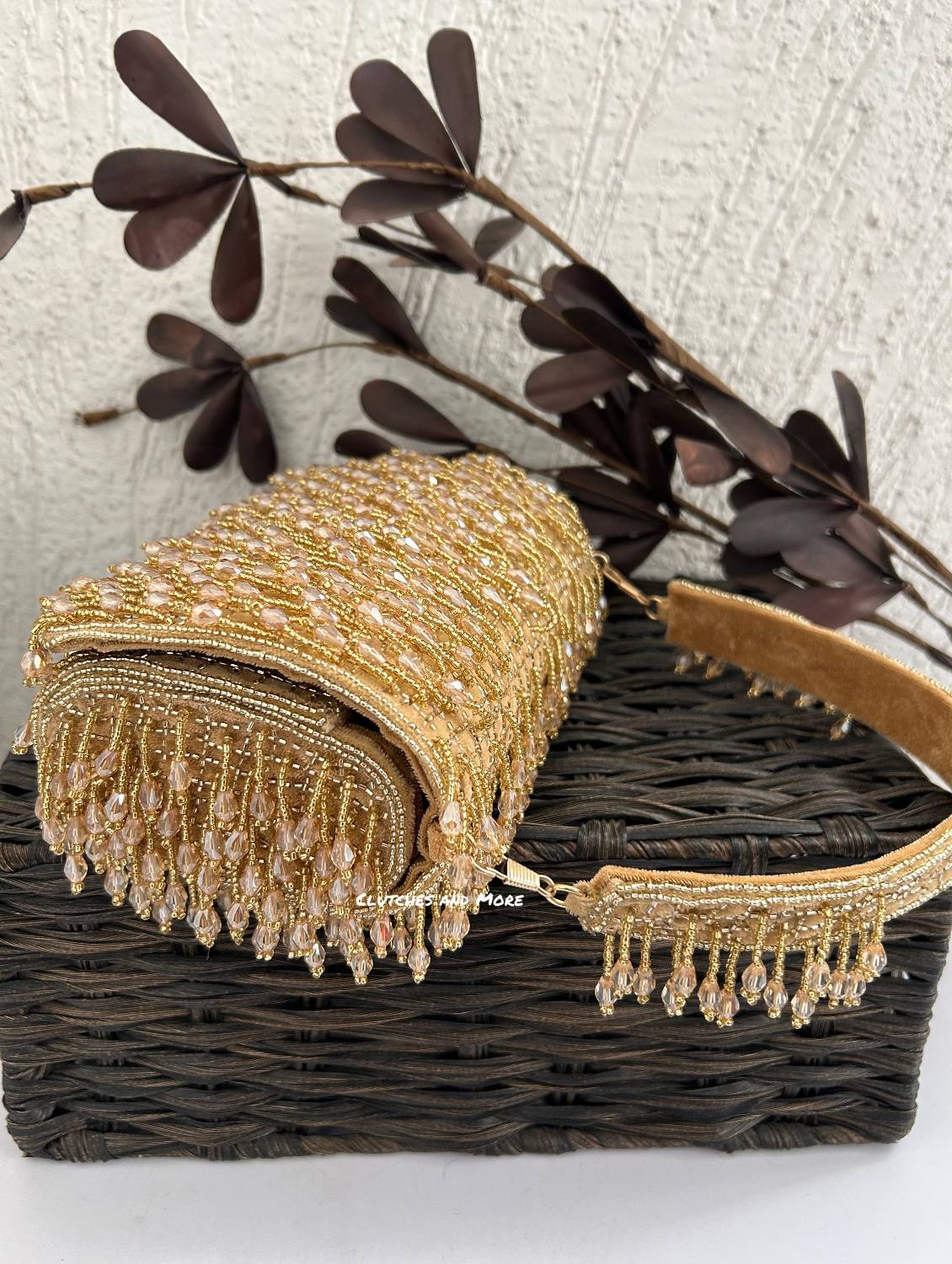 Anamika Gold Crystal Flap Bag