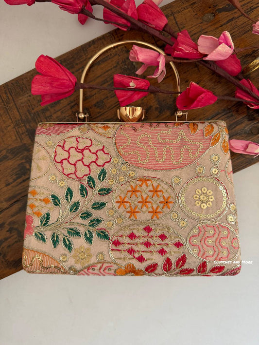 Lakhnawi Chikankari Bag Peach