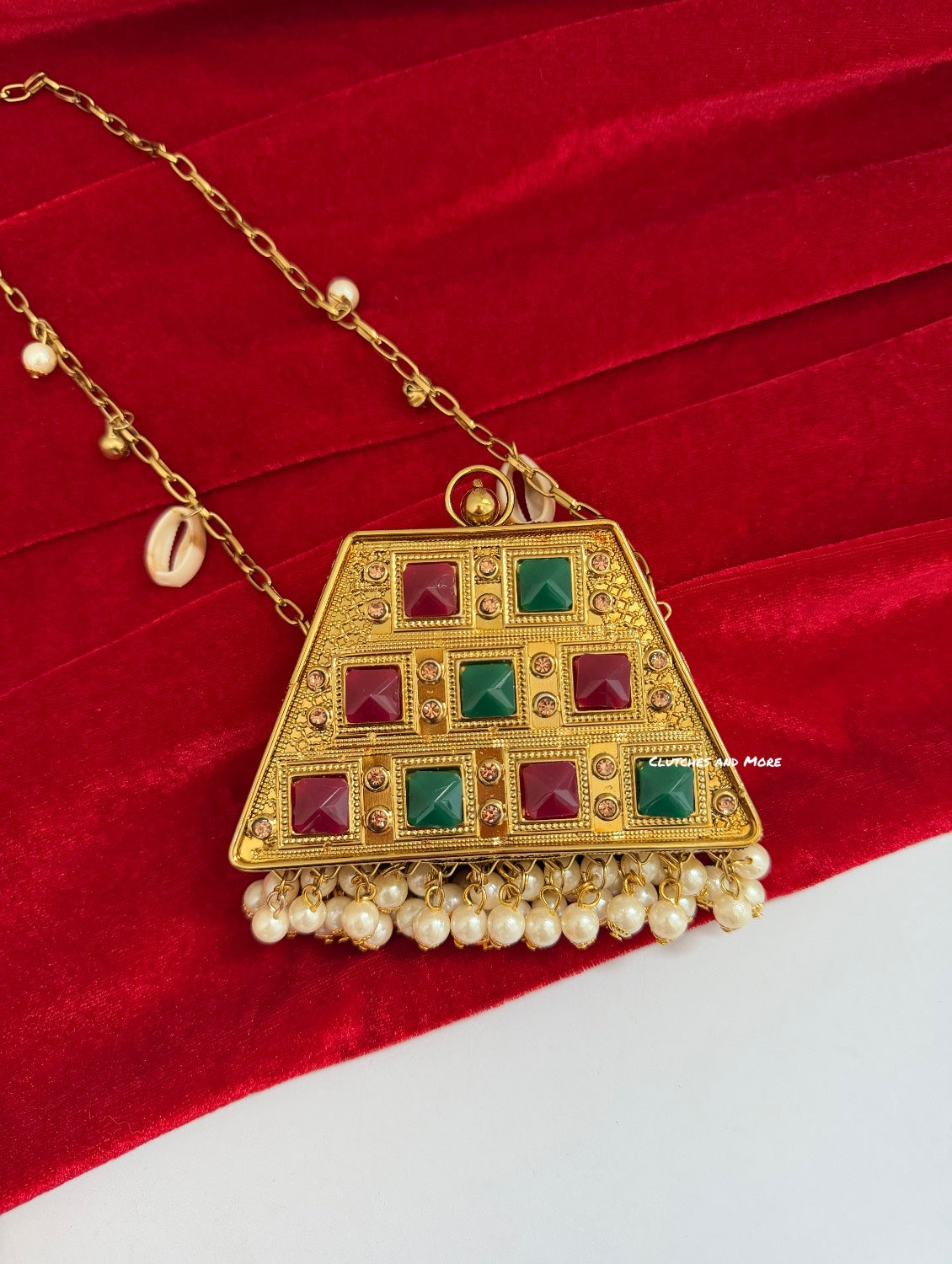 Mini MOP Brass Clutch Multicolored