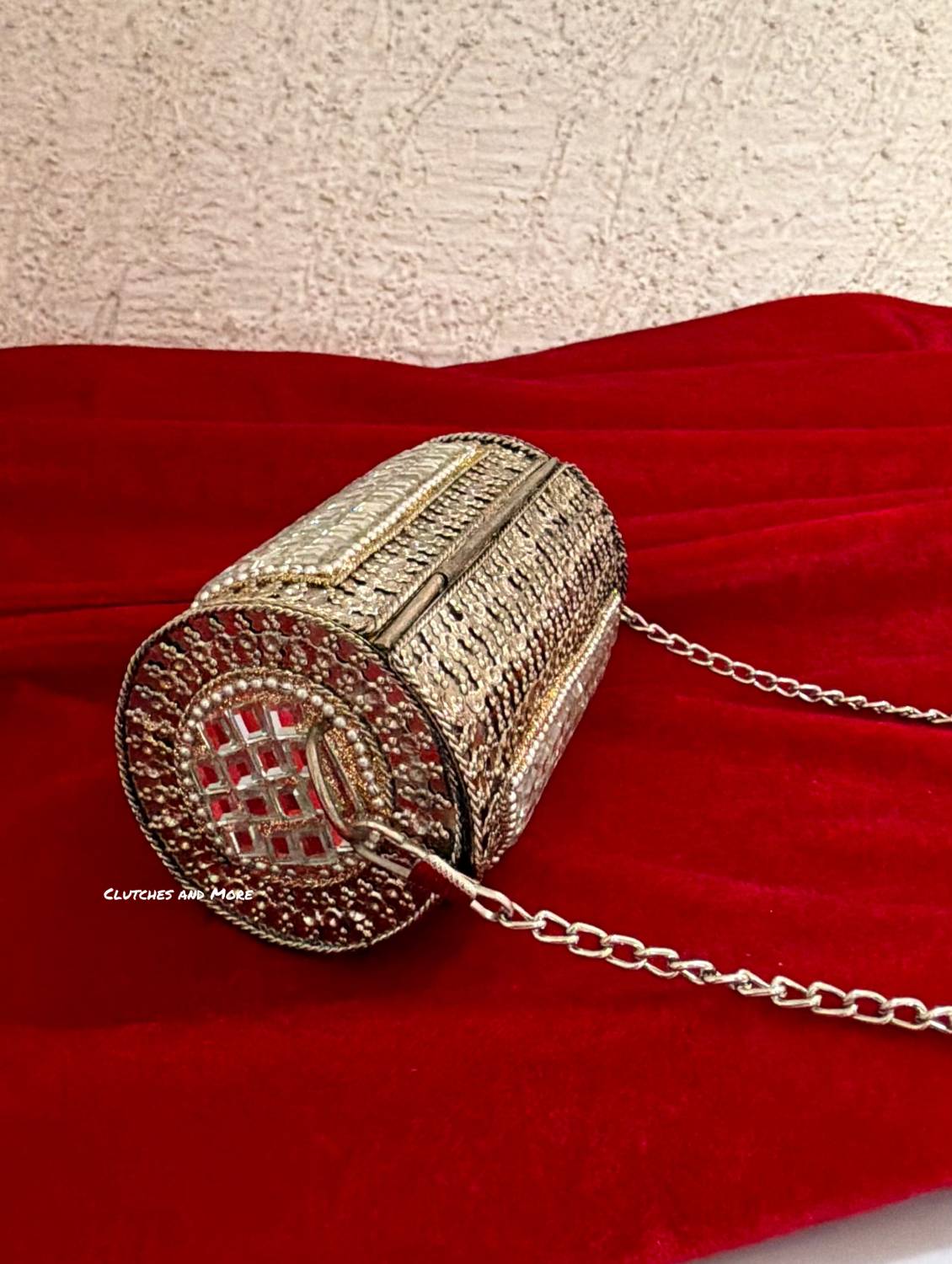 Brass Mini Cylindrical Mirror Clutch