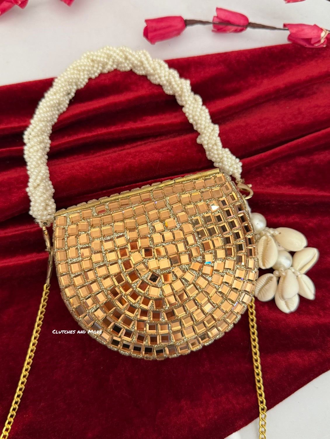 Boho Gold Mini Shell Bag