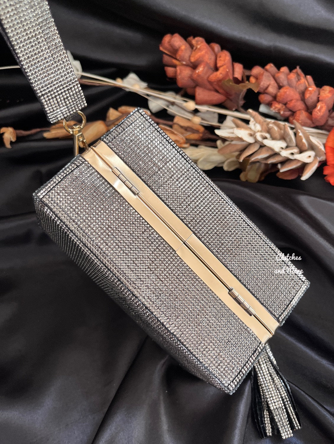 Gunmetal grey clutch bag sale