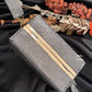 Rhinestone Box clutch Gunmetal/Grey