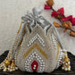 Silver Beaded lotus potli