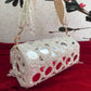Cylindrical Mirror Bag with Tassles White