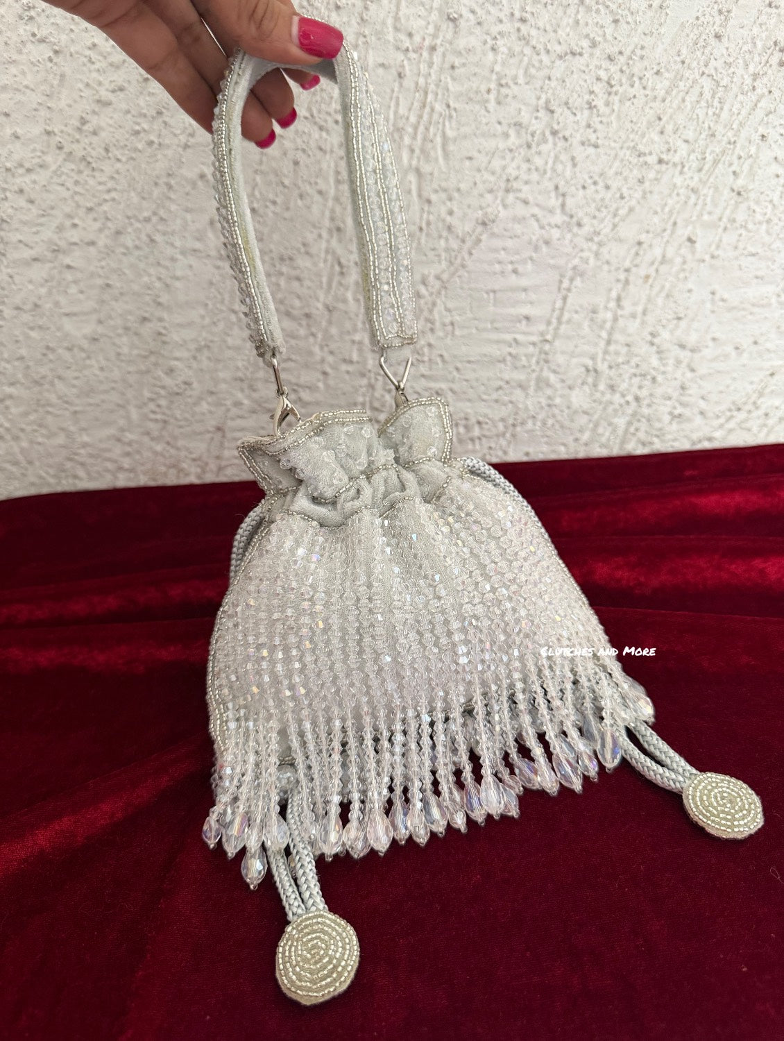 Mini Silver Crystal Potli