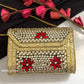 Kasika Kundan Brass Clutch Gold Red