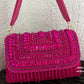 Pink Stone and Crystal Flap Bag