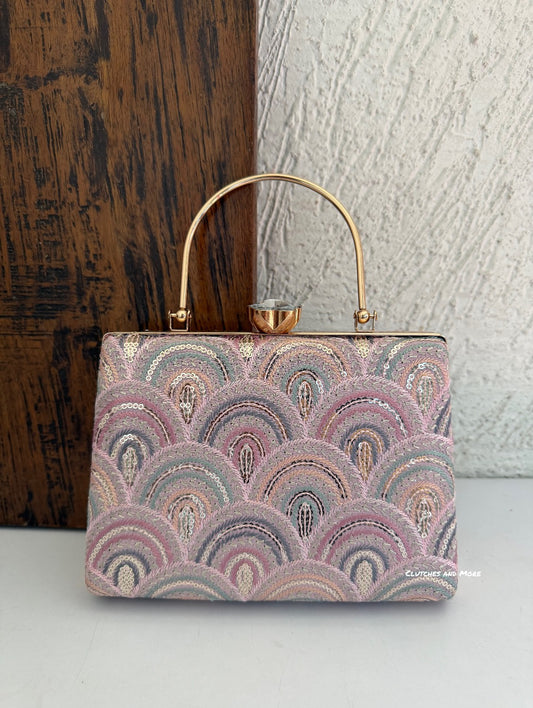 Rainbow Chikankari Bag Pink