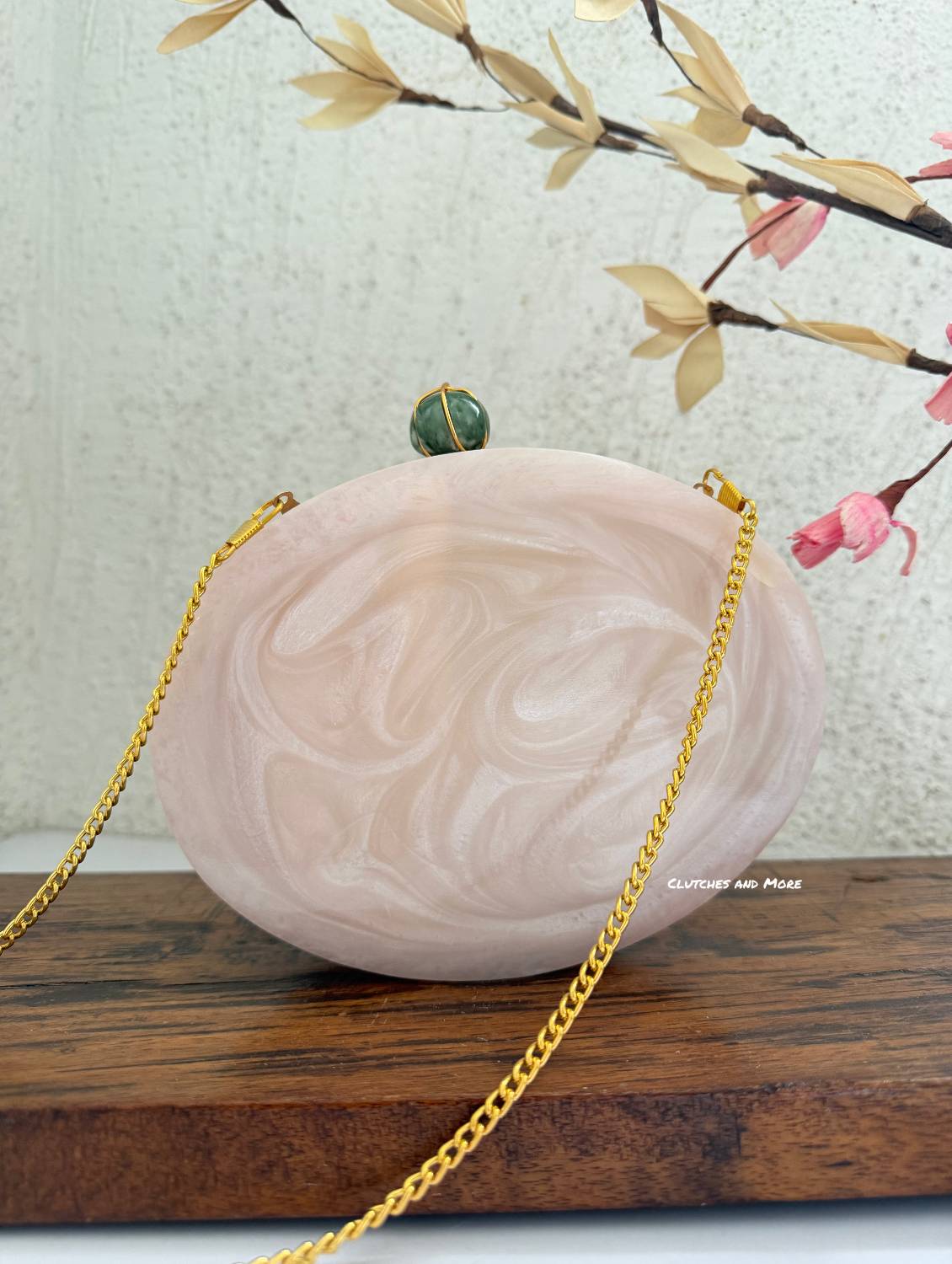 Moonstone Royal Resin Clutch Nude White