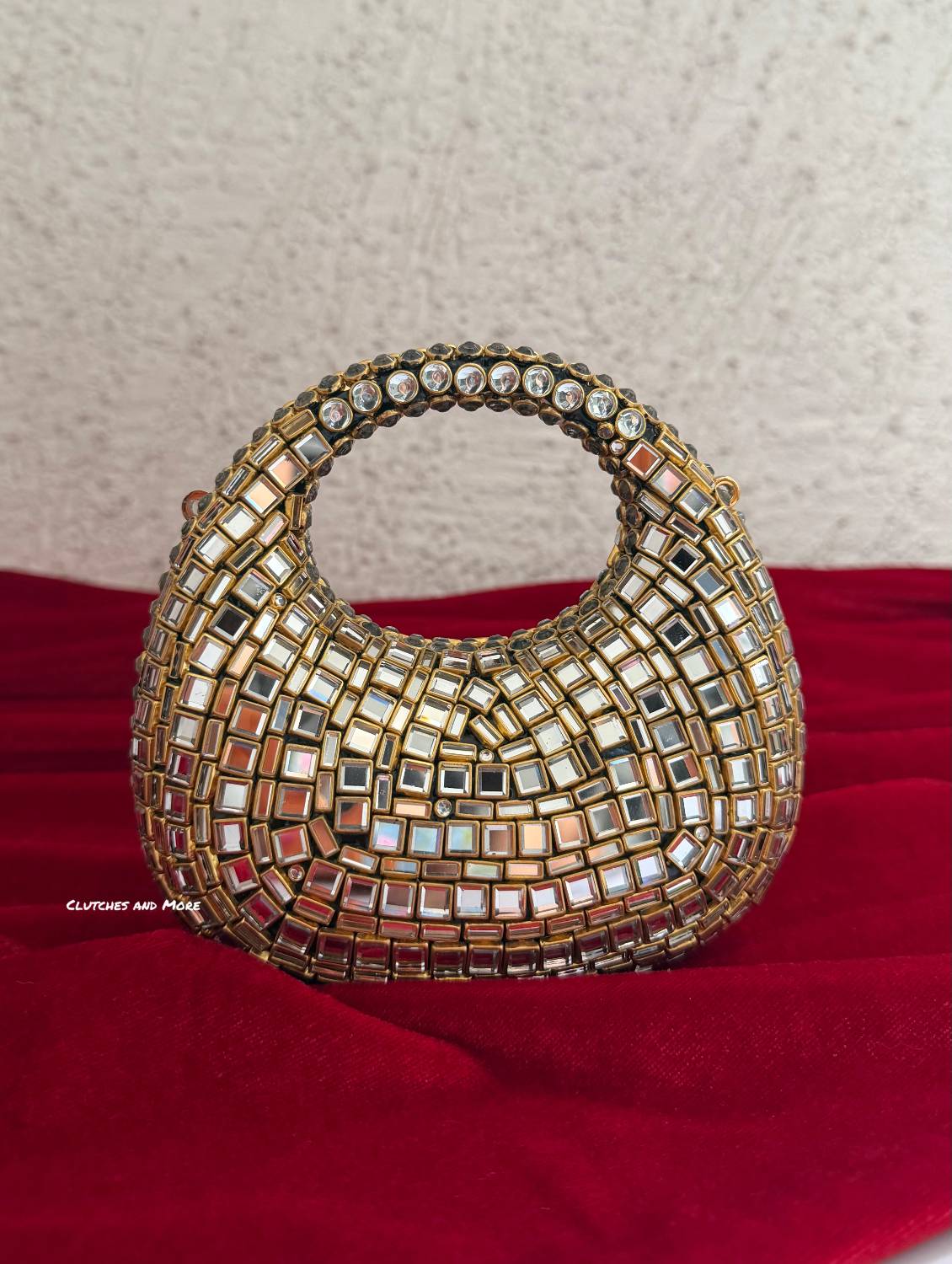 Kiana Kundan Clutch Nude Gold