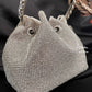 Silver Rhinestone Bucket Bag with Handle