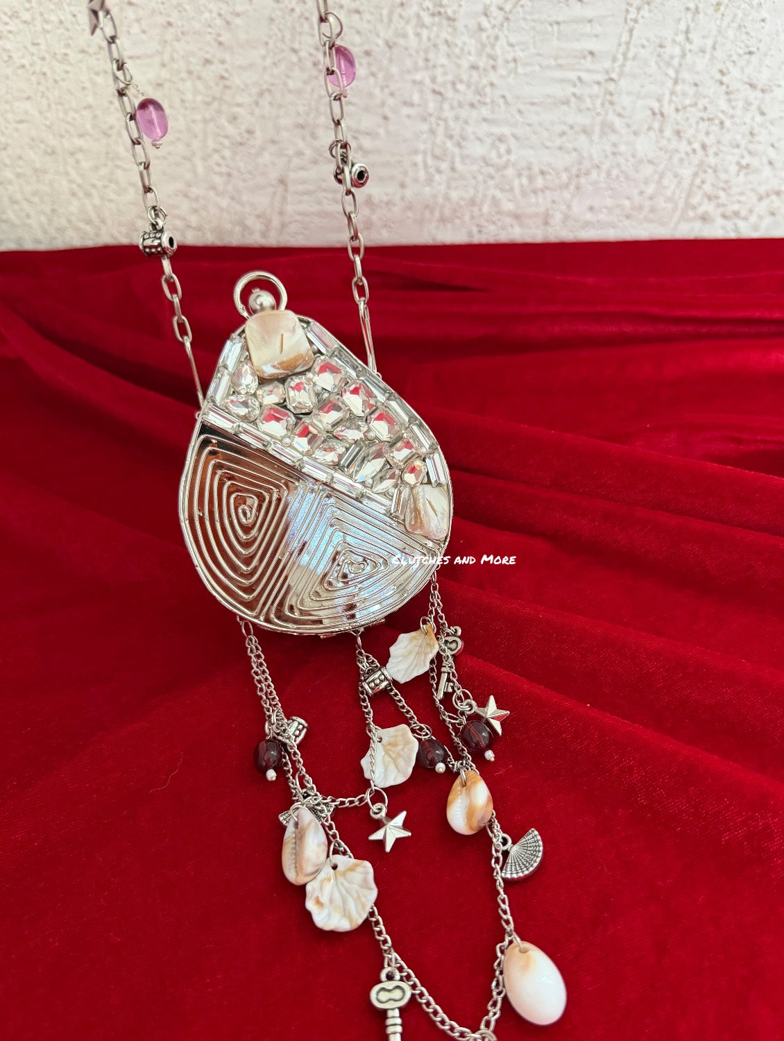 Mini Mother of Pearl Clutch Avacado Silver