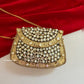 Kasika Kundan Brass Clutch Mini Gold White