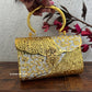 Gold Silver Brass Clutch With Handle