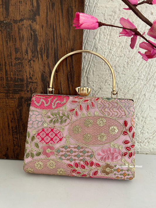 Lakhnawi Chikankari Bag Pink