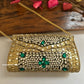 Kasika Kundan Brass Clutch Gold Green