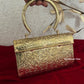 Gold Brass Clutch With Handle