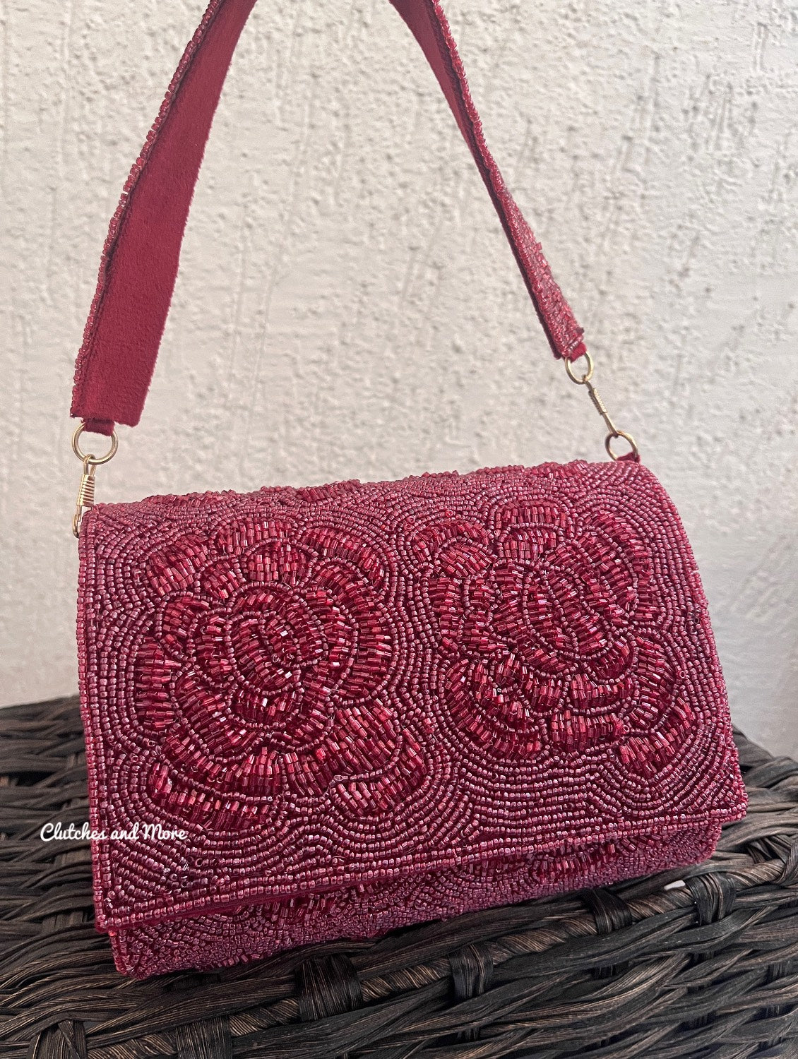 Rose Flap Bag Maroon