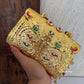 Jharoka Kundan Brass Clutch Gold with Handle