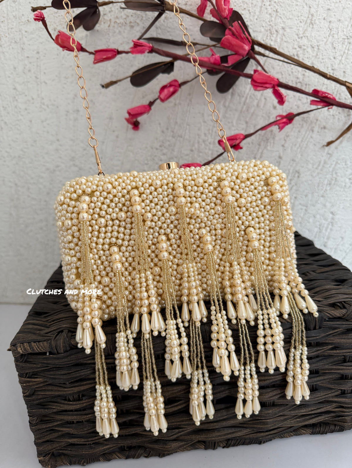 Gold  Pearl Tassle Clutch
