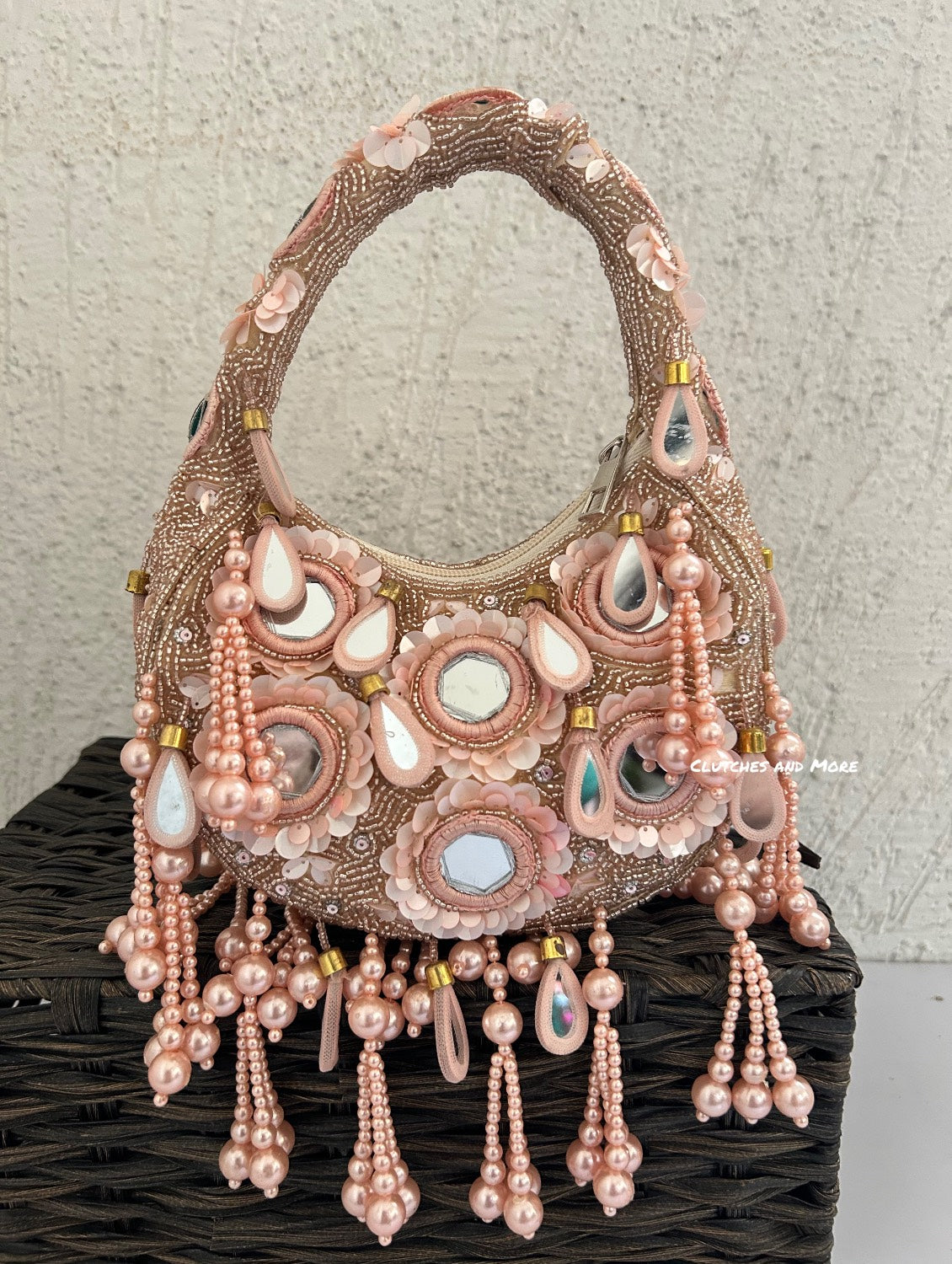 Chandni Pink Mirror Bag Peach/Rose Gold