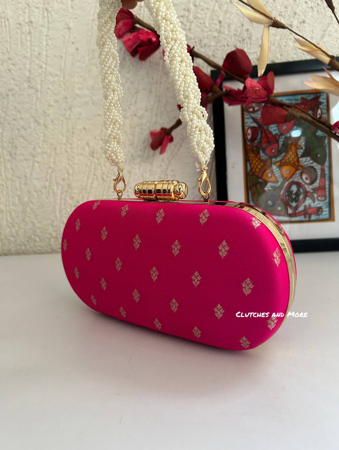 Adaa Banarsi Clutch Hot Pink