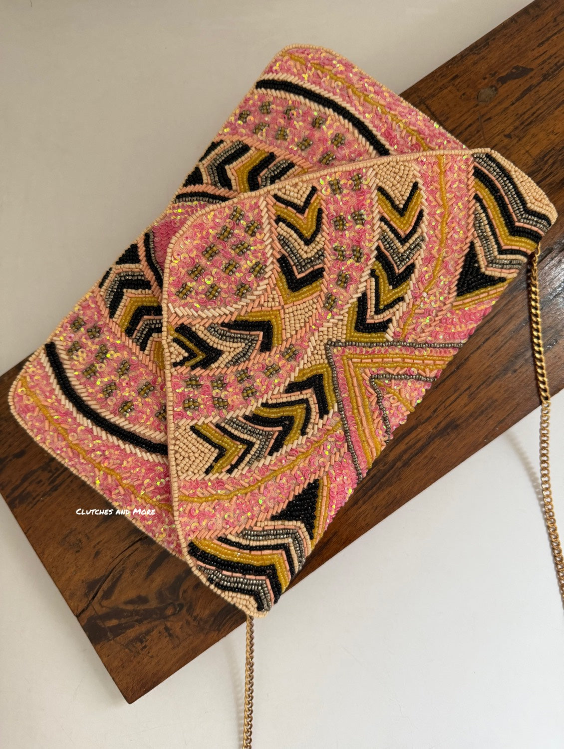 Pink Multi Colour  Envelope Bag