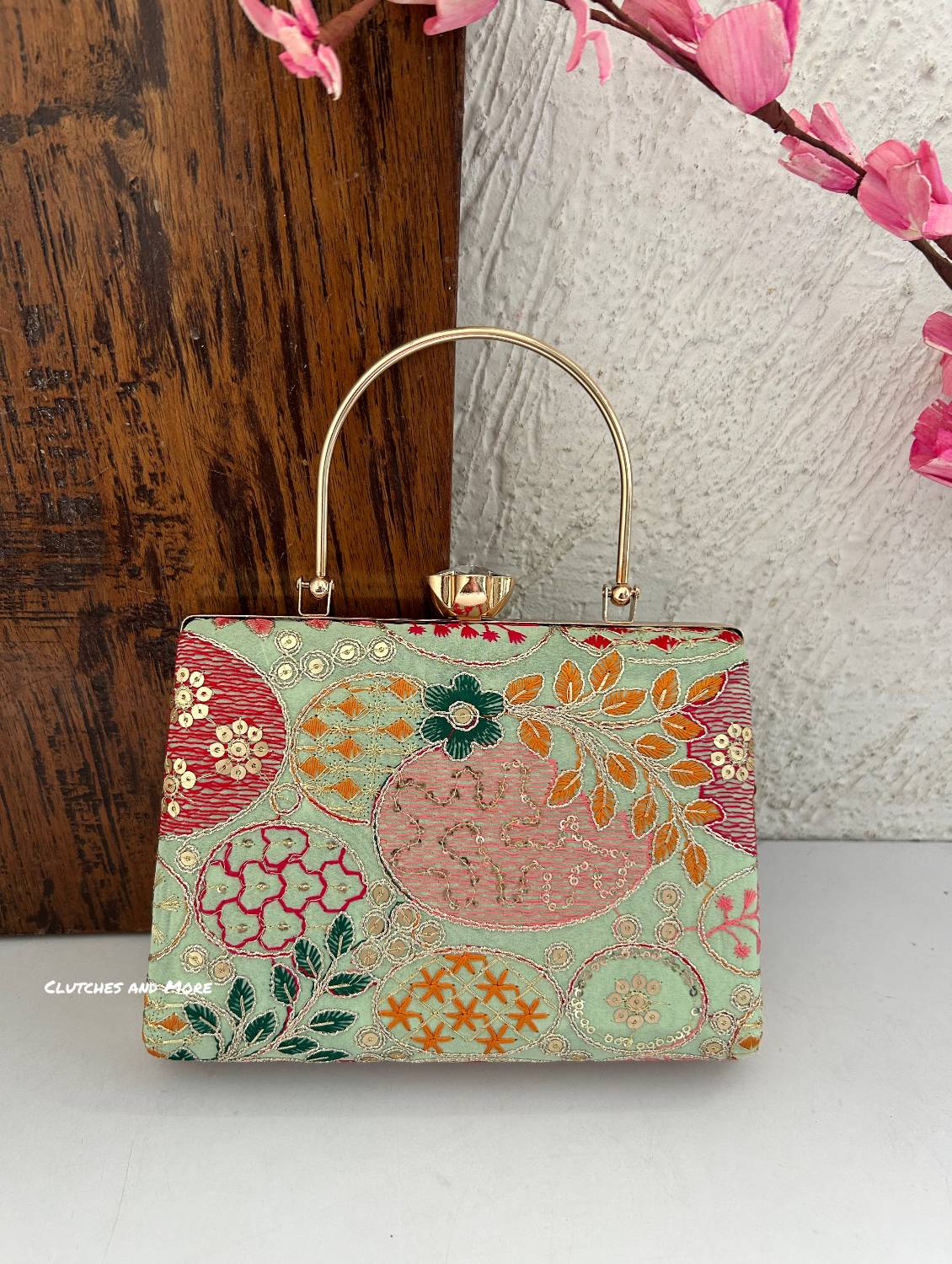 Lakhnawi Chikankari Bag Light Green