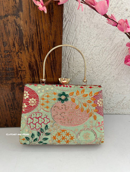 Lakhnawi Chikankari Bag Light Green